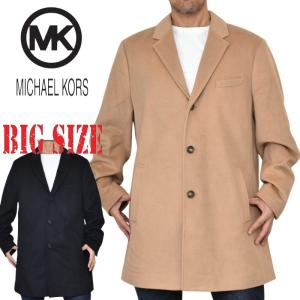 大きいサイズ メンズ MK MICHAEL KORS チェスターコート ウールブレンド ロングコート シングル ビジネス カジュアル フォーマル ブラック キャメル XXL