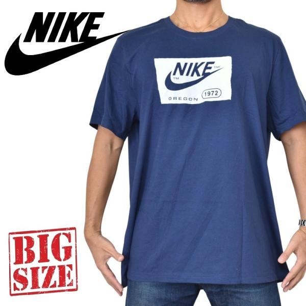 大きいサイズ メンズ NIKE ナイキ ロゴプリント 半袖Ｔシャツ ネイビー XL XXL XXXL...