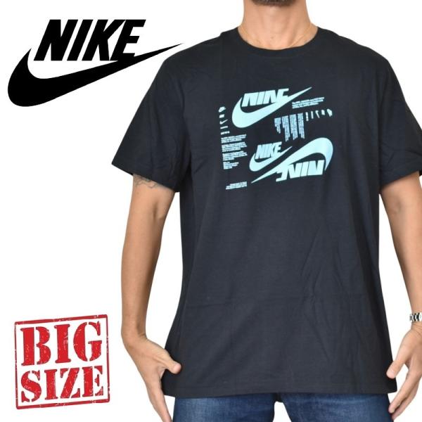 大きいサイズ メンズ NIKE ナイキ ロゴプリント 半袖Ｔシャツ 黒 ブラック XL XXL XX...