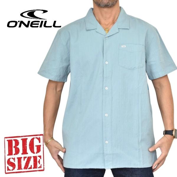 大きいサイズ メンズ O'Neill オニール 半袖シャツ ストライプ サッカー生地 ポケット 開襟...
