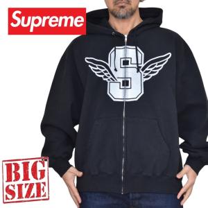 大きいサイズ メンズ Supreme シュプリーム Wings Zip Up Hooded Sweatshirt フルジップ フーディー パーカー Black XXL