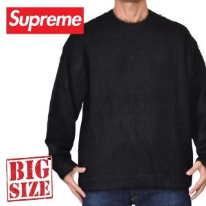 大きいサイズ メンズ Supreme シュプリーム Brushed Mohair Sweater Black モヘア ウール クルーネック セーター XXL