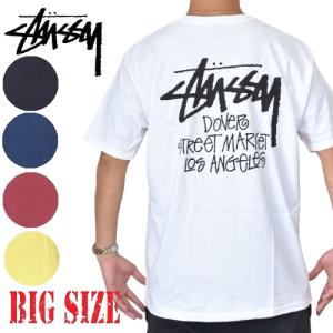 大きいサイズメンズ STUSSY ステューシー半袖 Tシャツ ドーバーストリートマーケット LA限定 ロサンゼルス Los Angeles STOCK DSM LOS ANGELES TEE 白 黒 XL XXL