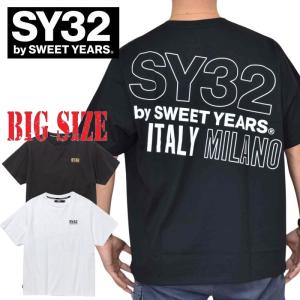 別注 大きいサイズ メンズ SY32 by SWEET YEARS スウィートイヤーズ 半袖 Tシャツ BACK SLASH BIG LOGO TEE XXXL XXXXL [M便 1/1]｜deff 大きいサイズメンズ専門店