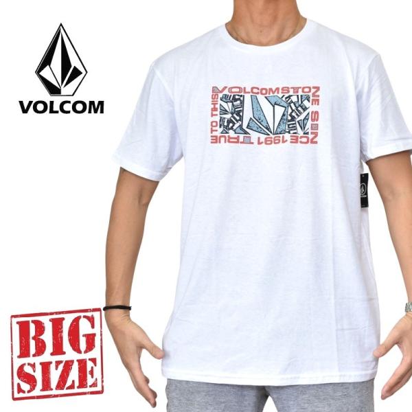 大きいサイズ メンズ VOLCOM 半袖プリント Ｔシャツ 白 ホワイト USAモデル XL XXL...