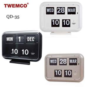 TWEMCO トゥエンコ デジタルカレンダークロック パタパタ時計 置き・掛け兼用 qd-35 送料無料｜dekoselecthion