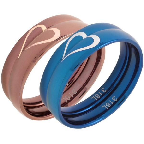 ペアリング 2本セット ステンレス シンプル 指輪 ハート