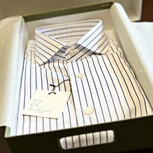 別注Maria Santangelo ( マリアサンタンジェロ ) シャツ ストライプ ホワイト×ネ...