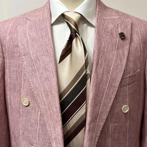 【残り1点】 Stefano Cau ( ステファノカウ ) ネクタイ ストライプ アイボリー ブラ...