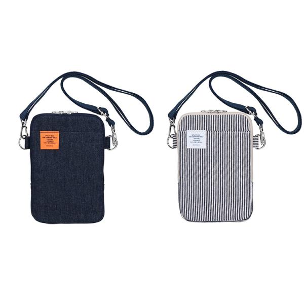 インナーキャリング スマホバッグ デニム ショルダーバッグ スマホケース 3ポケット ストラップ付き...