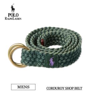 POLO RALPH LAUREN ポロ ラルフローレン ブレイデッド コーデュロイ ウェブ プルスルー ベルト 405877089001 カレッジグリーン 緑｜delicious-y