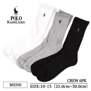 ポロ ラルフ ローレン Polo Ralph Lauren CLASSIC SPORT CREW 6PK SOCKS  821005PK3 メンズ 靴下 クルーソックス コットン プレゼント ギフト｜delicious-y