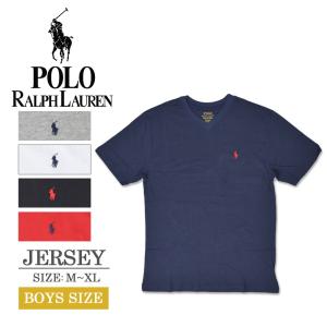 メール便 Polo Ralph Lauren Boys ポロ ラルフ ローレン ボーイズ 323-674983 Vネック Tシャツ ネイビー レディース ワンポイント ブランド リトルポニー 半袖