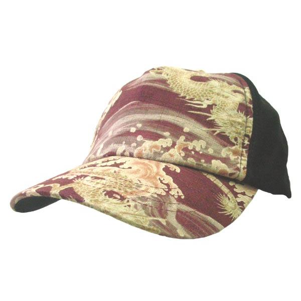 和柄 ポリスウェード キャップ 龍・波柄