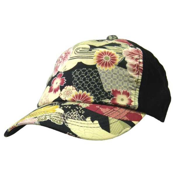 和柄 ピッグポリスウェードキャップ 鶴 和柄帽子