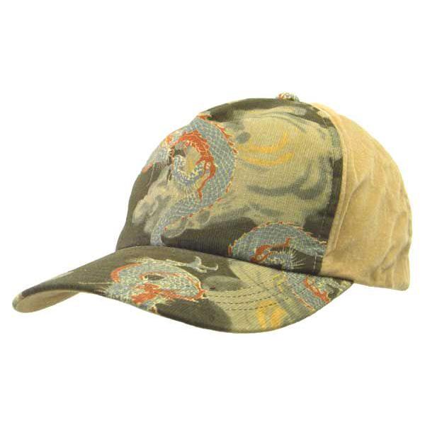 和柄 ピッグポリスウェードキャップ 龍・茶 和柄帽子