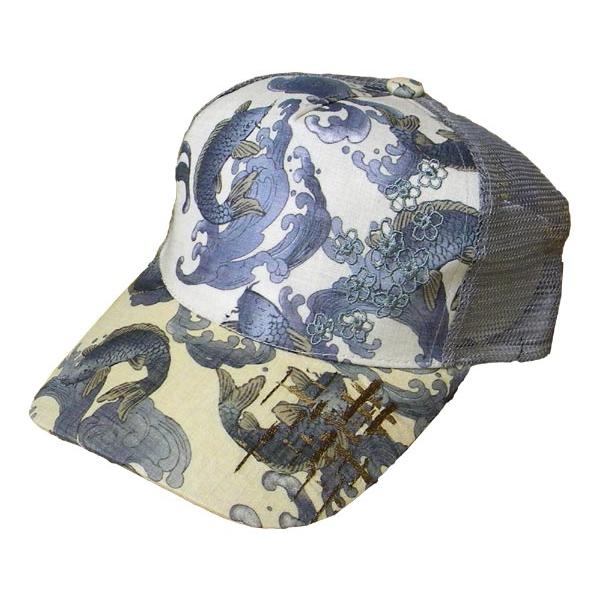 和柄メッシュキャップ（鯉柄/グレー）
