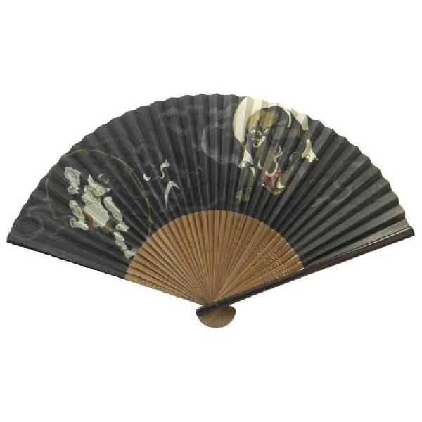 ネコポス可(2本まで)  和柄 扇子 風神雷神柄 メンズ紙扇子