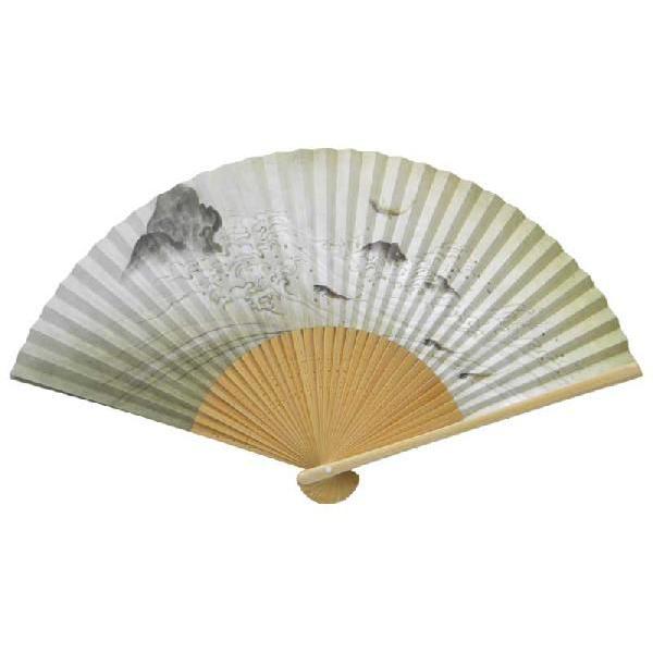 ネコポス可(2本まで)  和柄 扇子 あゆ柄 メンズ紙扇子