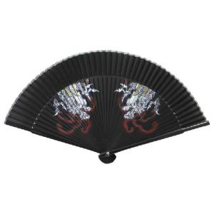 ネコポス可（2本まで）和柄 扇子 双龍柄 男持ち短地シルクペンテックス22cm