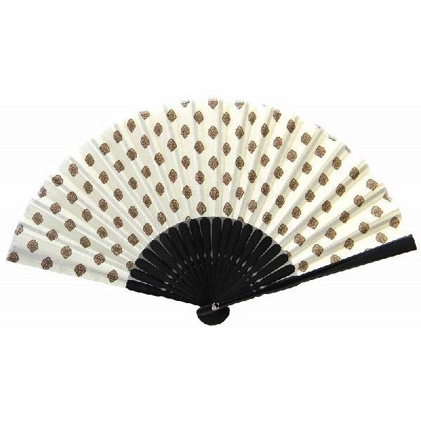 ネコポス可(2本まで)  プリント 扇子 紋様柄/白 レディース・メンズ小物