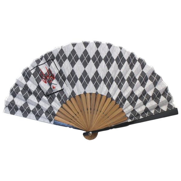 ネコポス可(2本まで)  刺繍 ジャガード 扇子 23cm 歌舞伎柄 メンズ