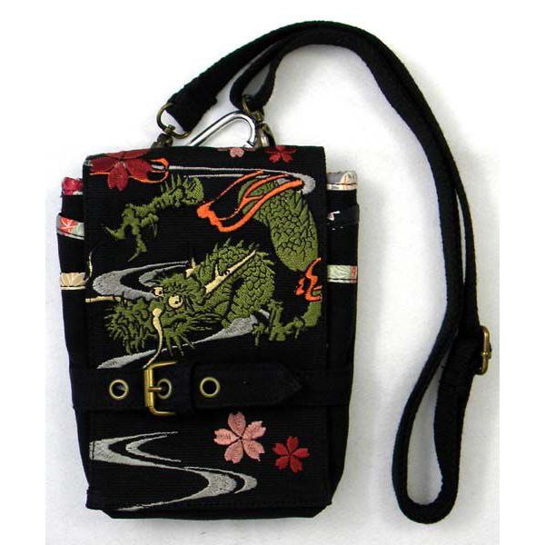 和柄 3Way チョーク ショルダーバッグ 帆布刺繍 刺繍柄 龍柄