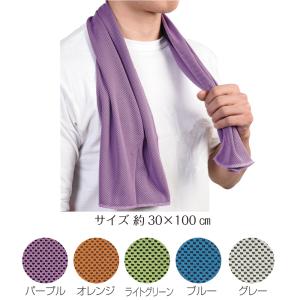 瞬間冷感 スーパークールタオル 約30×100cm ネコポス可 接触冷感 夏用タオル 首元ひんやり 熱中症対策 猛暑 クールタオル 選べる5色