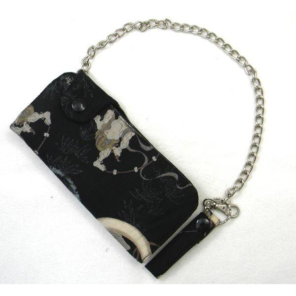 ネコポス可(1個まで)  和柄 チェーン付長財布 風神雷神柄 和柄 小物