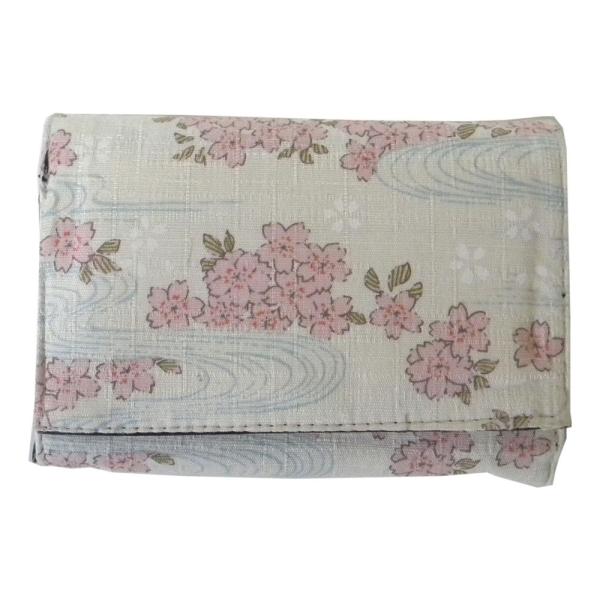 レディース 和柄二つ折り財布 流水桜柄 オフ 和柄小物