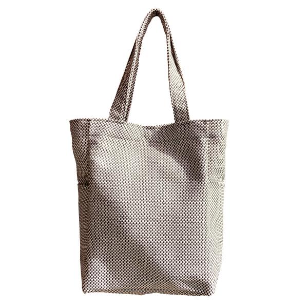 一重刺し子 トートバッグ ポケット付き マグネットボタン 約W26×H35×D10cm