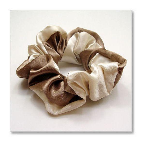 ネコポス可  ヘアーアクセサリー シュシュ ツイストサテン シュシュ（ダークベージュ＆サンドベージュ...