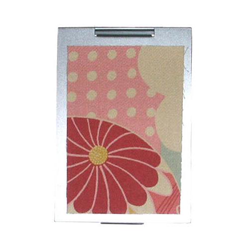 和柄 コンパクト 手鏡 ステンレス製 菊×ドット