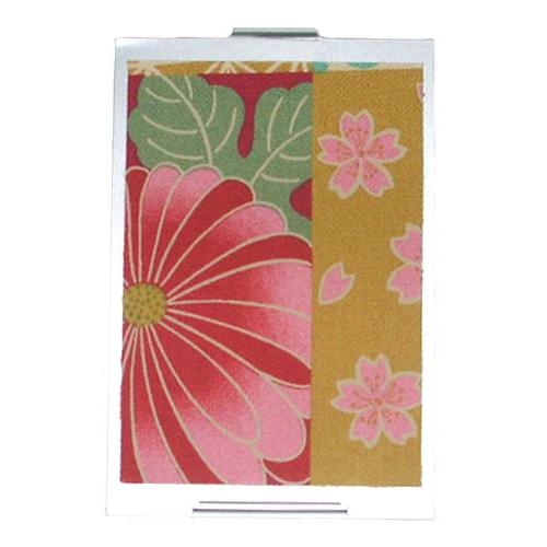 和柄 コンパクト 手鏡 ステンレス製 菊×桜