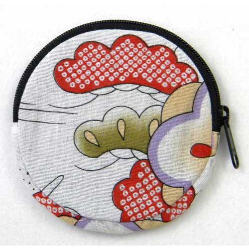 ネコポス可(1個まで)  和柄 小物 和柄 丸型コインケース（小銭入れ） 松竹梅柄