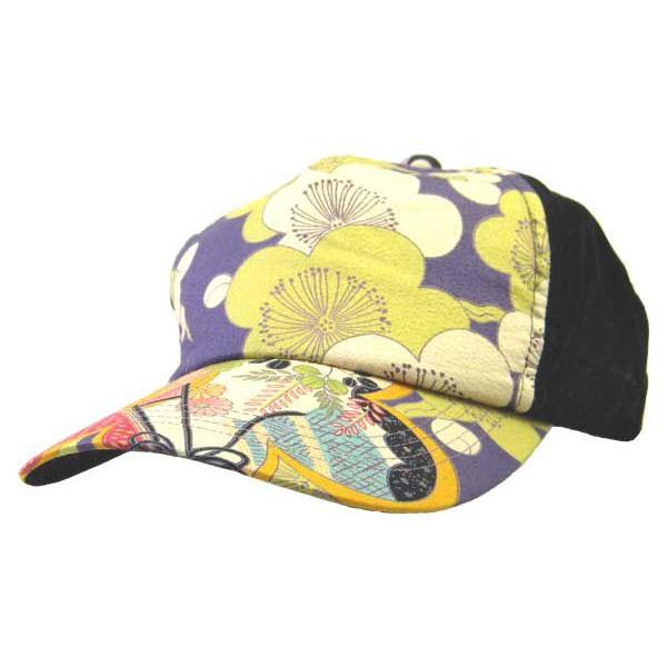 和柄 ピッグポリスウェードキャップ 花 和柄帽子