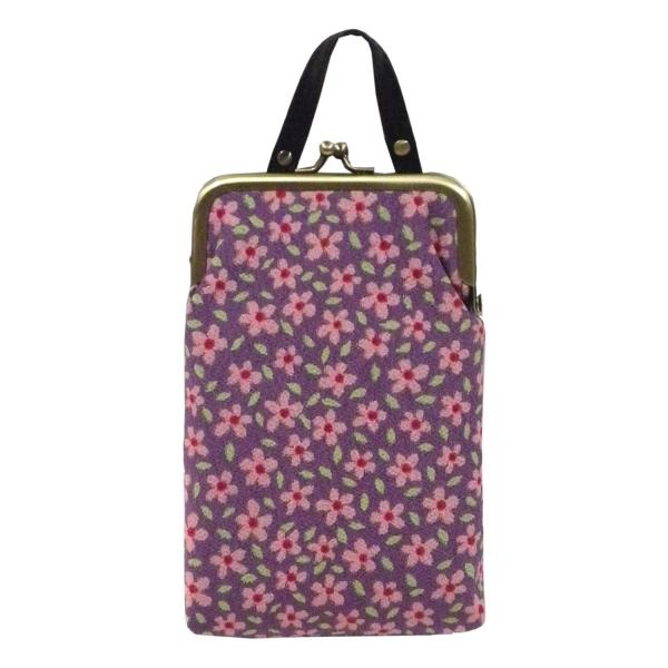 がま口 携帯ケース（小物入れ） 小桜柄 レディース