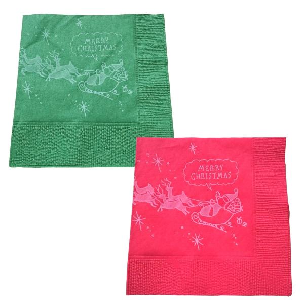 クリスマス カラーペーパーナフキン(ソリ) Sサイズ 50枚セット 子供 景品 パーティグッズ ナプ...