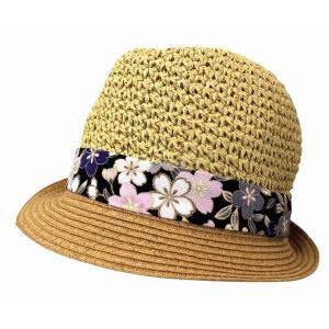 (リップル)Ripple 和柄 紙ストローハット 桜／オフ