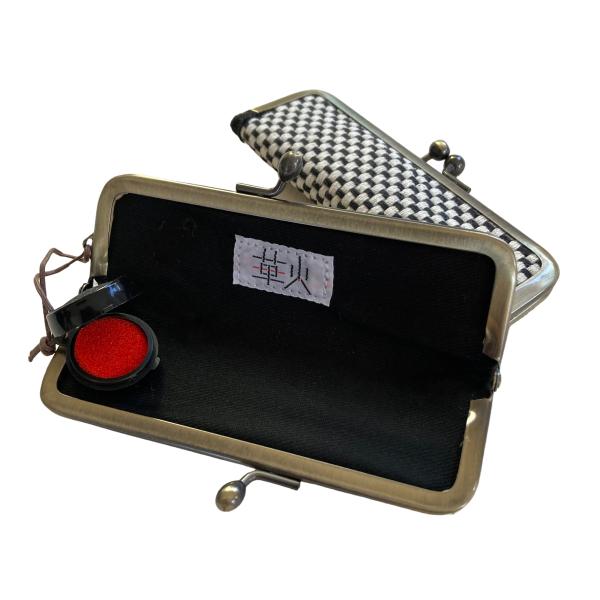 和風 一重刺し子印鑑ケース（がま口）