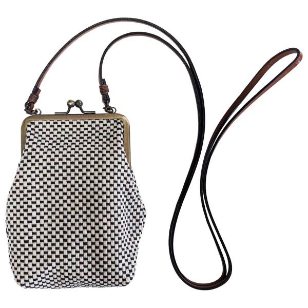 和風 一重刺し子 紐付ポーチL（がま口）約12×15×4cm