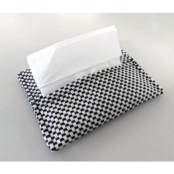 東三河織物 和風 一重刺し子生地 ポケットティッシュケース