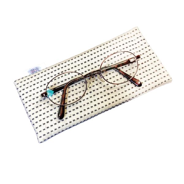 和風 メガネケース 三河木綿生地 一本刺し子 バネ口 片手で簡単開閉 ペンケース 小物入れ クロネコ...