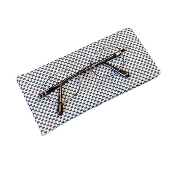 和風 メガネケース　三河木綿生地　一重刺し子 バネ口 片手で簡単開閉 ペンケース 小物入れ クロネコ...