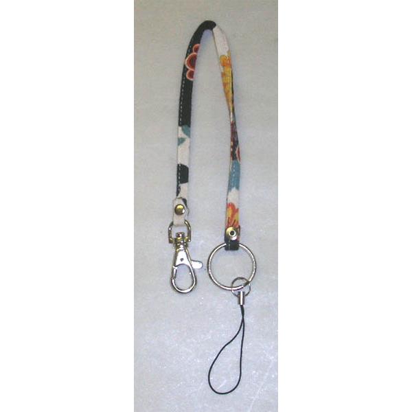 ネコポス可(2個まで)  和柄 携帯 ストラップ ブラック