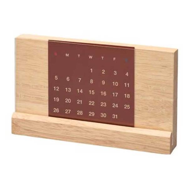 木製万年カレンダー 約160×95×25mm ナチュラルウッド　木製カレンダー ラバーウッド 天然素...