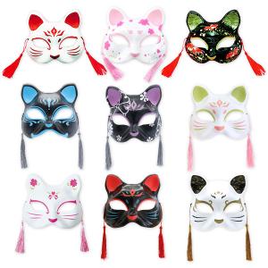 DAISHIN（大進） お面 猫柄 十六 華 黒 [M便 1/1] : シブヤ文具 - 通販