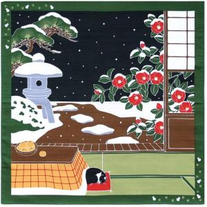 小風呂敷 ふろしき おしゃれ 50x50cm たまのお散歩 椿 12月