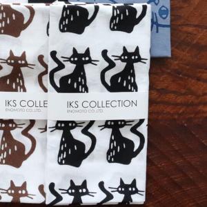 日本手ぬぐい 和柄 おしゃれ ねこ 猫 くろねこ ブラック IKS COLLECTION 34cm×88cm 本格注染 手拭い 手ぬぐい ネコポス