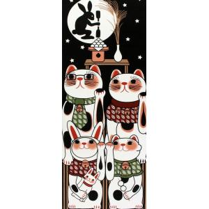 手ぬぐい 和柄 ねこ サムライ 侍 新撰組 福招き猫 日本製 手拭い